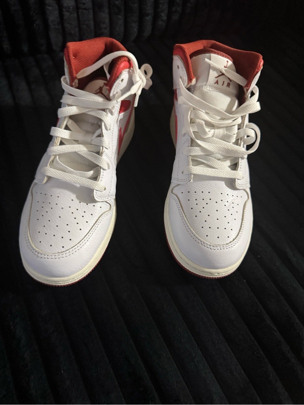 Jordan Red and White High-Top Sneaker